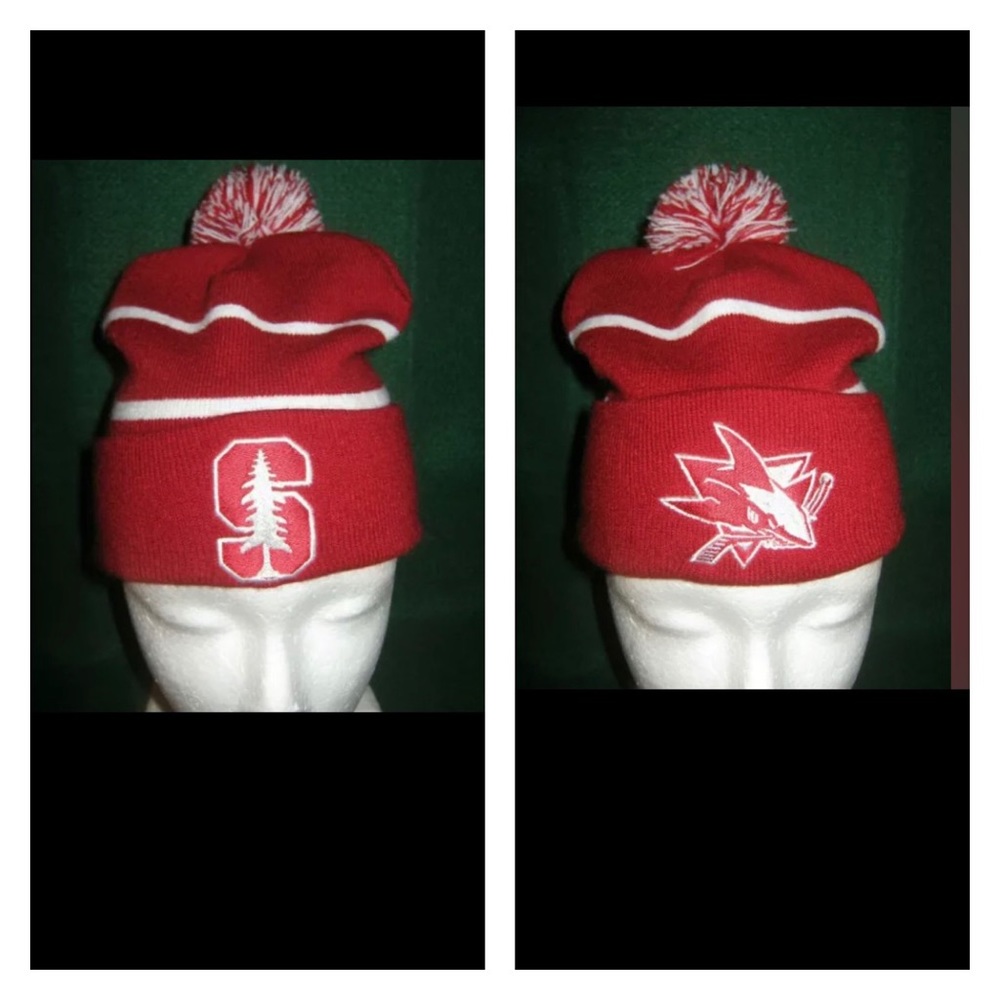 **Rare Custom** San Jose Sharks X Stanford Cardinal Pom Beanie